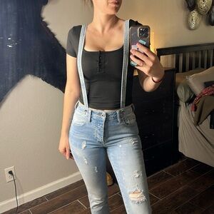 LUCKY Brand High rise Tomboy overall jeans sz 2